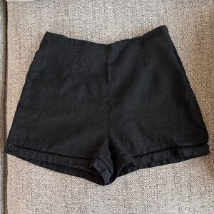 Banana Republic Linen Black High-Rise Shorts